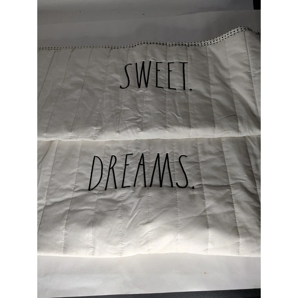Rae Dunn White Quilted Standard Pillow Shams - Sweet Dreams